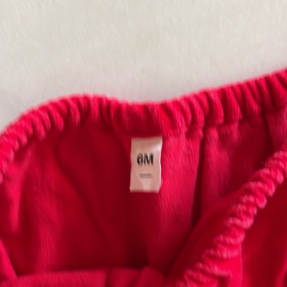 VINTAGE HEIR CRAFT Girl's Red Velvet Short Sleeve Smocked Dress Bloomers 6 Mo - Picture 8 of 8